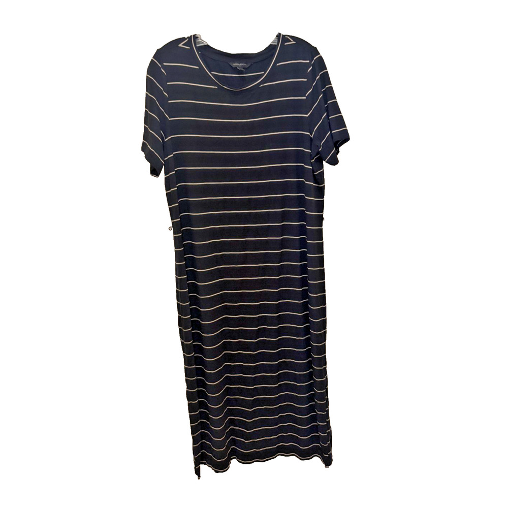 Banana Republic Womens Black Maxi T-Shirt Dress Mock Neck Short Sleeve Size L